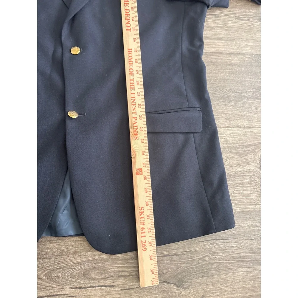 Vintage Lacrosse Navy Blue Blazer Gold Crest Buttons Tailored for Maddoxs 44L